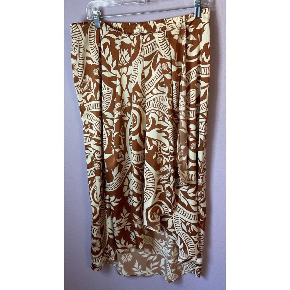 Joie Rust Floral Print High-Low Ruffle Skirt Size Large‎